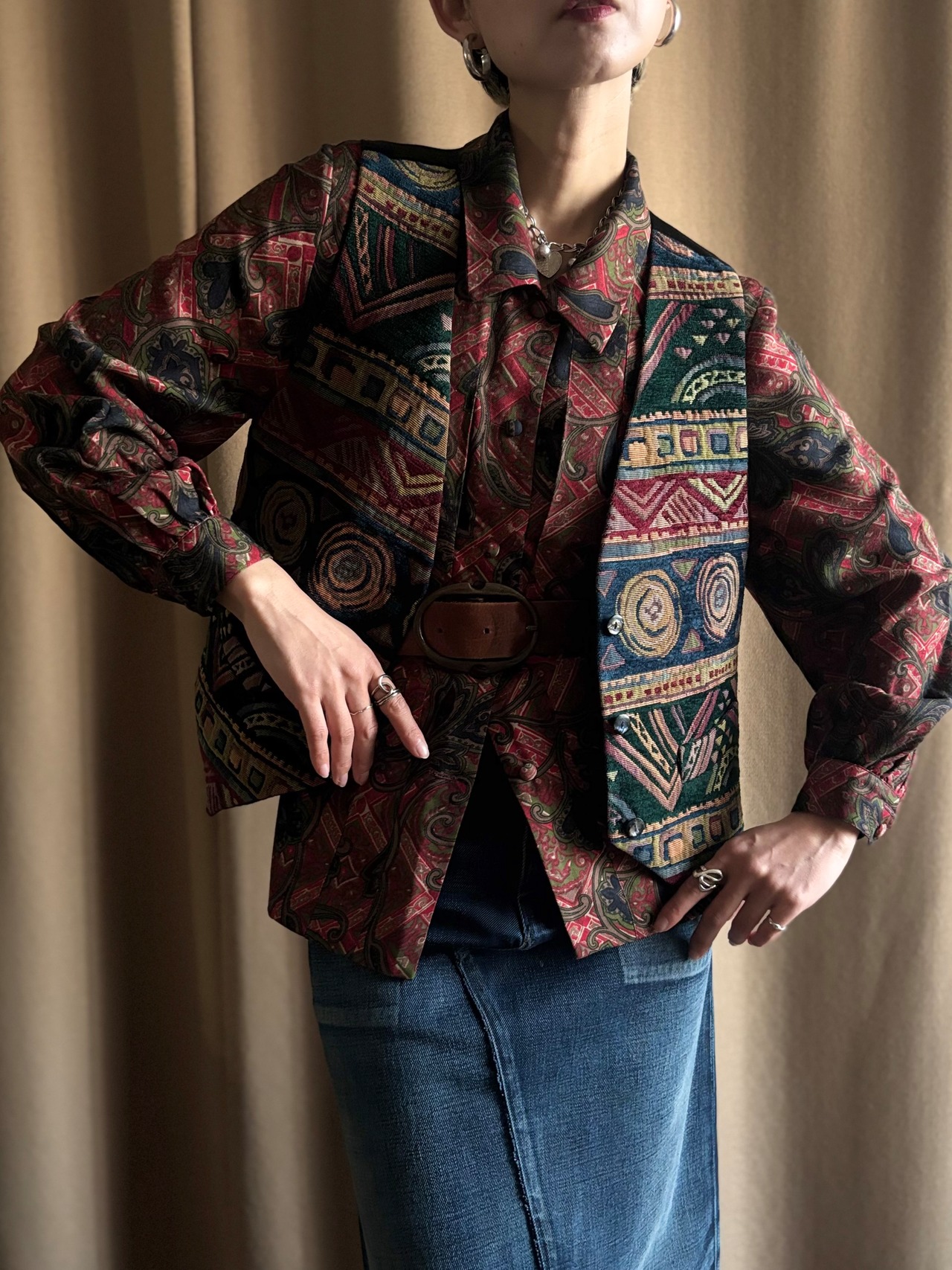 warm color retro pattern shirt-5083-12