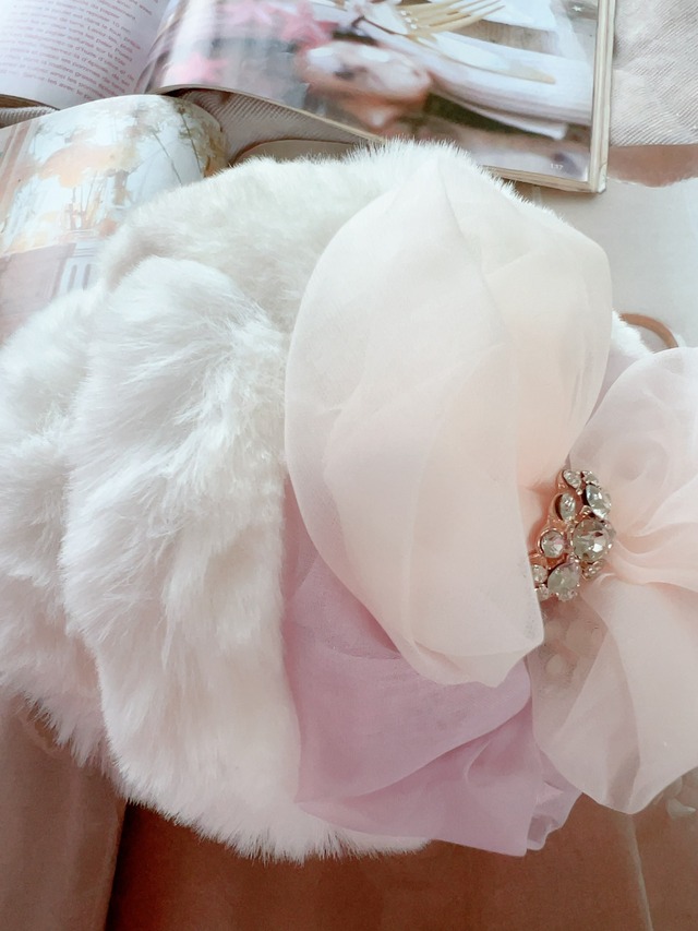 ダブルリボンイヤーマフ～Lavender＆Smoky～