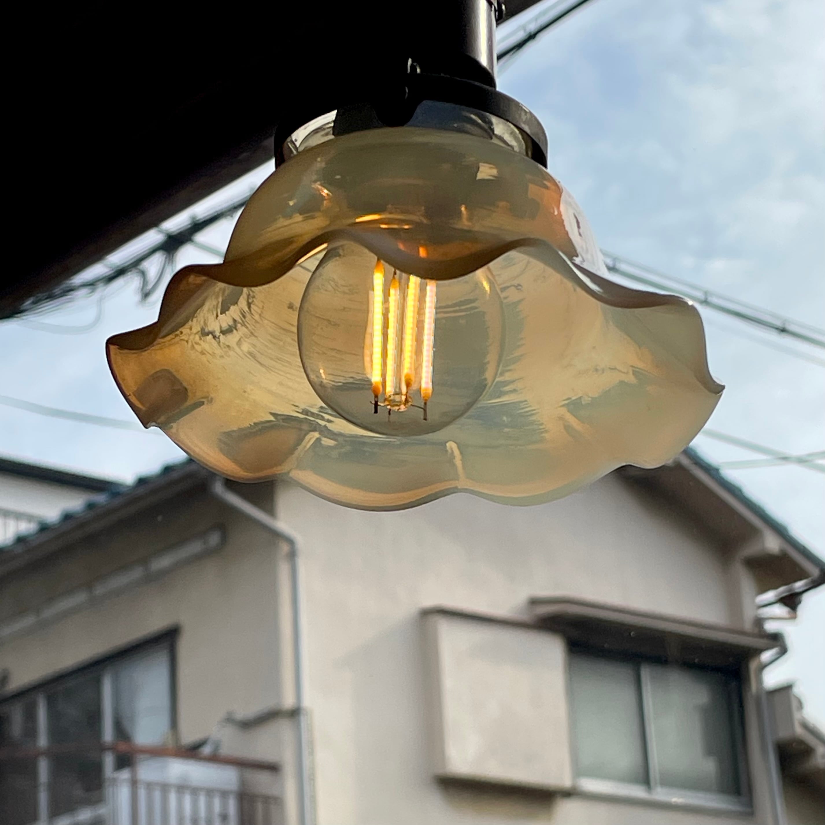 ヴィンテージ シェード スワール オパールセント アンティーク Antique Opalescent Glass Small Shade | oddment store /vintage