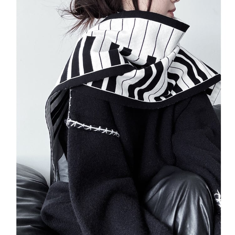 ピアノ鍵盤柄 ニットマフラーR30366