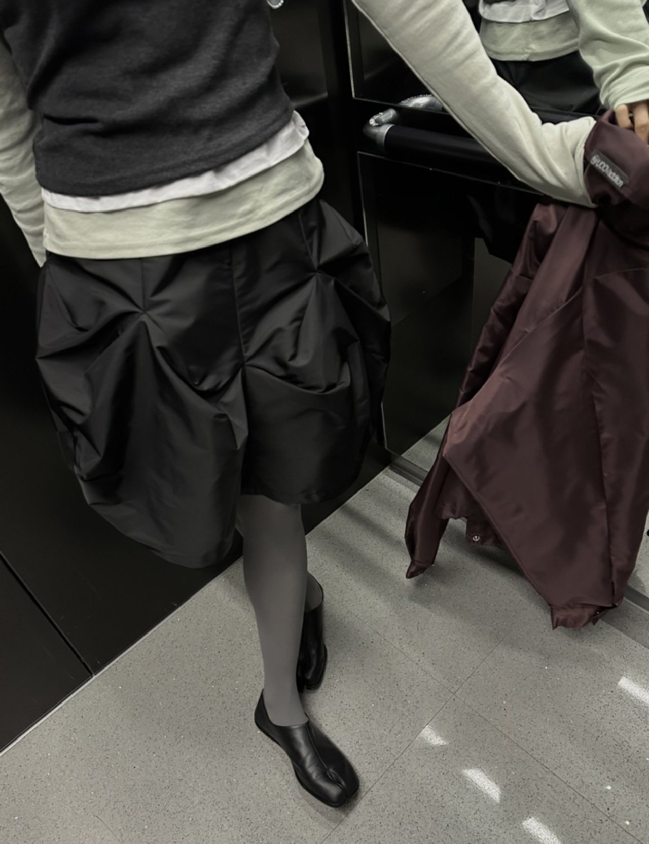 【新作5％OFF・3日間】Premium-Nylon Bubble Skirt_2colors