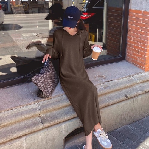 送料無料 ワンピース 春 秋 冬 ロング 無地 ロングワンピース レディース ロング丈 長袖 ニットワンピース 韓国ワンピース 20代 30代 シンプル 大人可 1