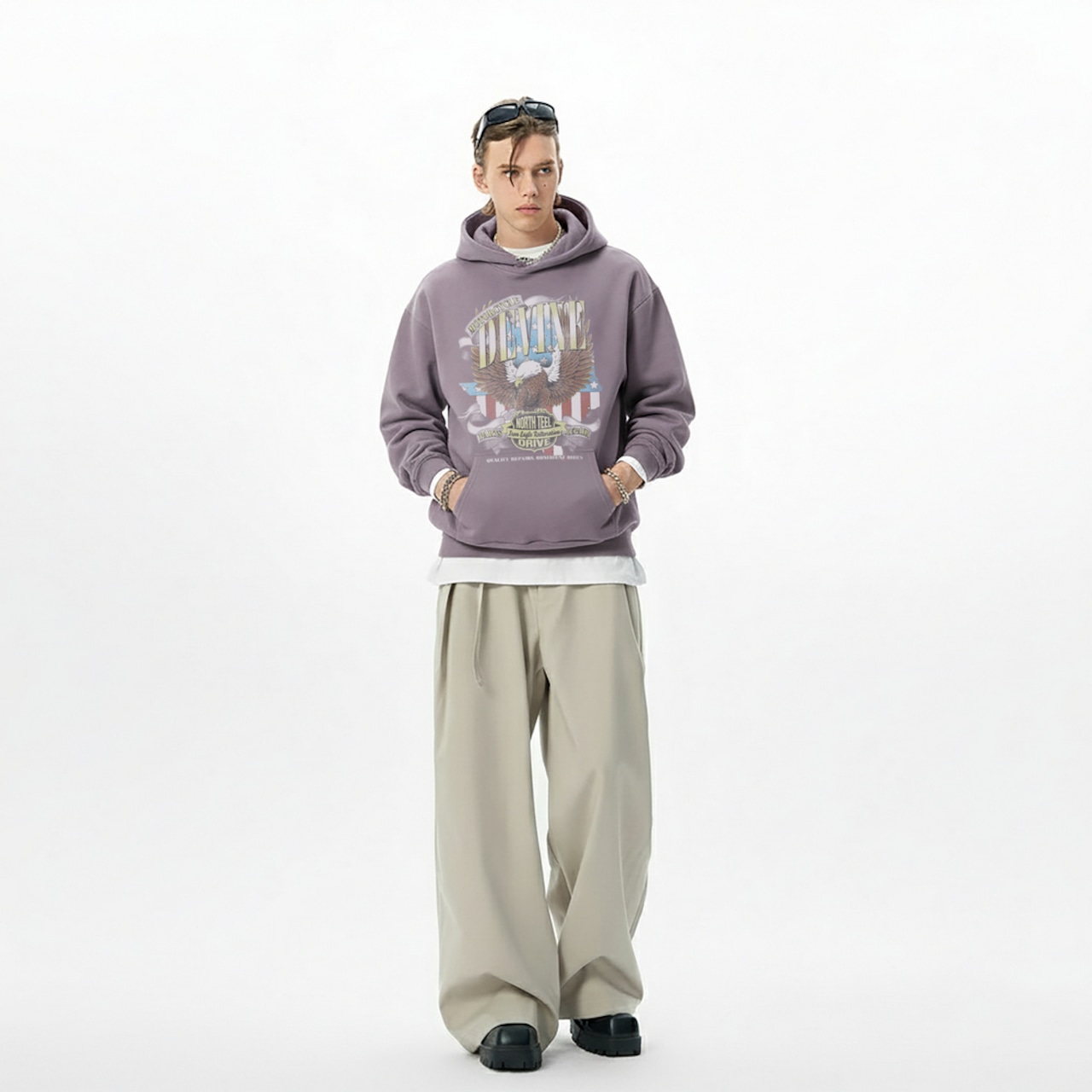 VINTAGE ストリート イーグルプリント パーカー T1959