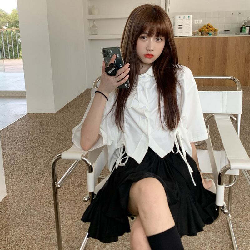 スタイルシャツ ギャザートップス サマー 夏物 萌量不足41167256048