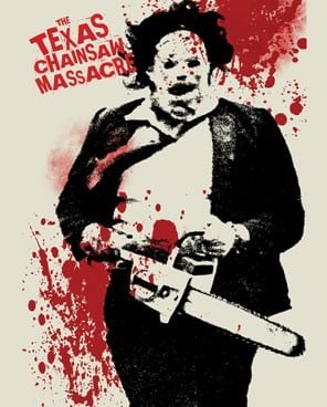 90S ヴィンテージ ホラー映画 テキサスチェーンソー ポスター Tシャツ Tシャツ 悪魔のいけにえ テキサスチェーンソー 血しぶき | ROBOTROBOT