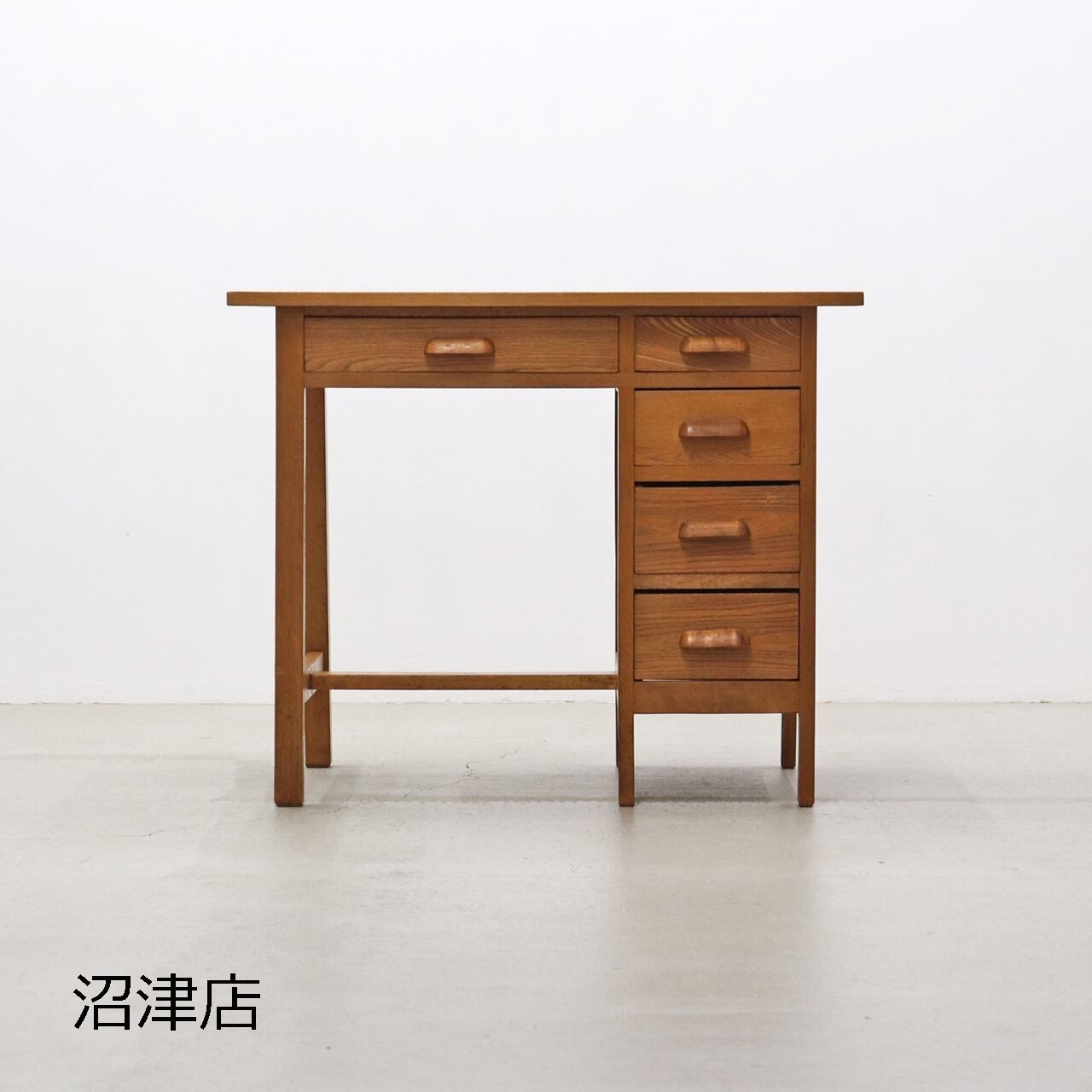 レトロ 無垢材 片袖机 作業台 PC デスク 書斎 展示台 飾り台 ヴィンテージ