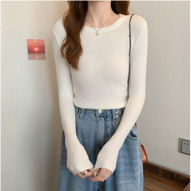 トップス カットソー ミディアム丈 袖あり 長袖 ラウンドネック タイト リブ かわいい 大人可愛い きれいめ シンプル カジュアル 大人 上品 おしゃれ 大人可愛い 大人女子 こなれ感 ラブリー キュート エレガント 無地 春 秋 冬 10代 20代 30代 レディース 女性用 オフィス ビジネス OL 通勤 学生 通学 デート お出かけ 女子会 休日 イベント リゾート 着回し 普段使い コーデ モテ ワンサイズ ホワイト ブラック レッド グリーン グレー ベージュ カーキ ピンク ライトブルー