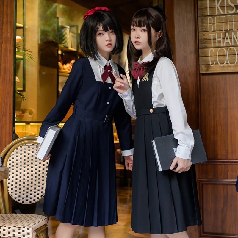 With U 病み可愛い ゴスロリ セーラー服 オールインワン ジャケット 長袖ワンピ プリーツスカート2点セット JK制服 地雷系 量産型 バンギャ 10代 20代 ゴスロリ服 病み服 ゴスロリファッション With U セーラー服2点セット 半袖 jk制服 コスプレ ロリータ 量産型 原宿系