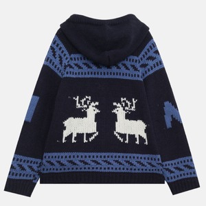 zip-up hooded knit hoodie　J00392