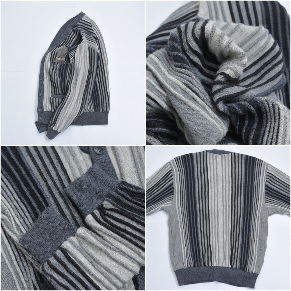 90~00s BAFFONE 立体編み 刺繍ロゴ デザイン ストライプ ニット 90~00s BAFFONE 立体編み 刺繍ロゴ デザイン ストライプ ニット