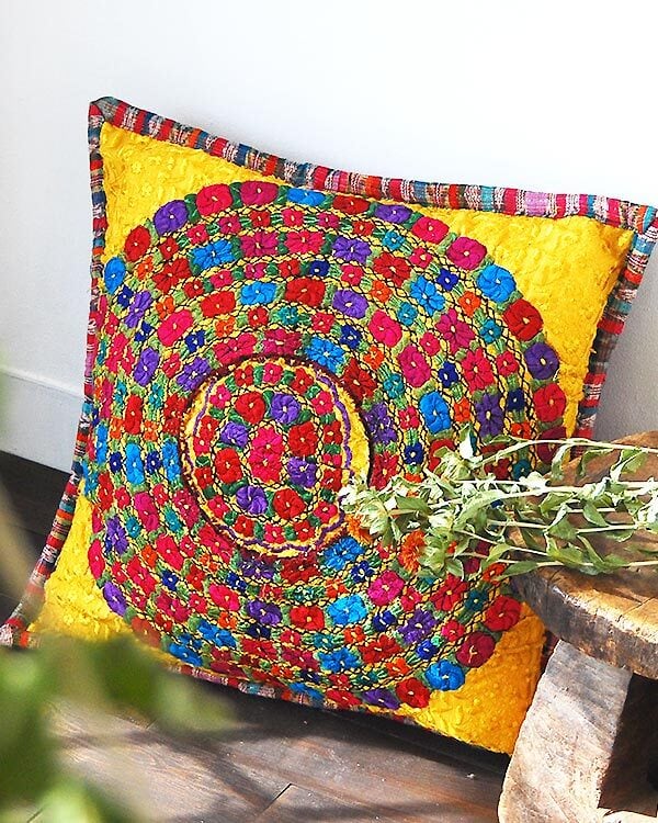 メキシコの手作りテナンゴ刺繍クッションカバー メキシコの メキシコの手作りテナンゴ刺繍クッションカバー メキシコの