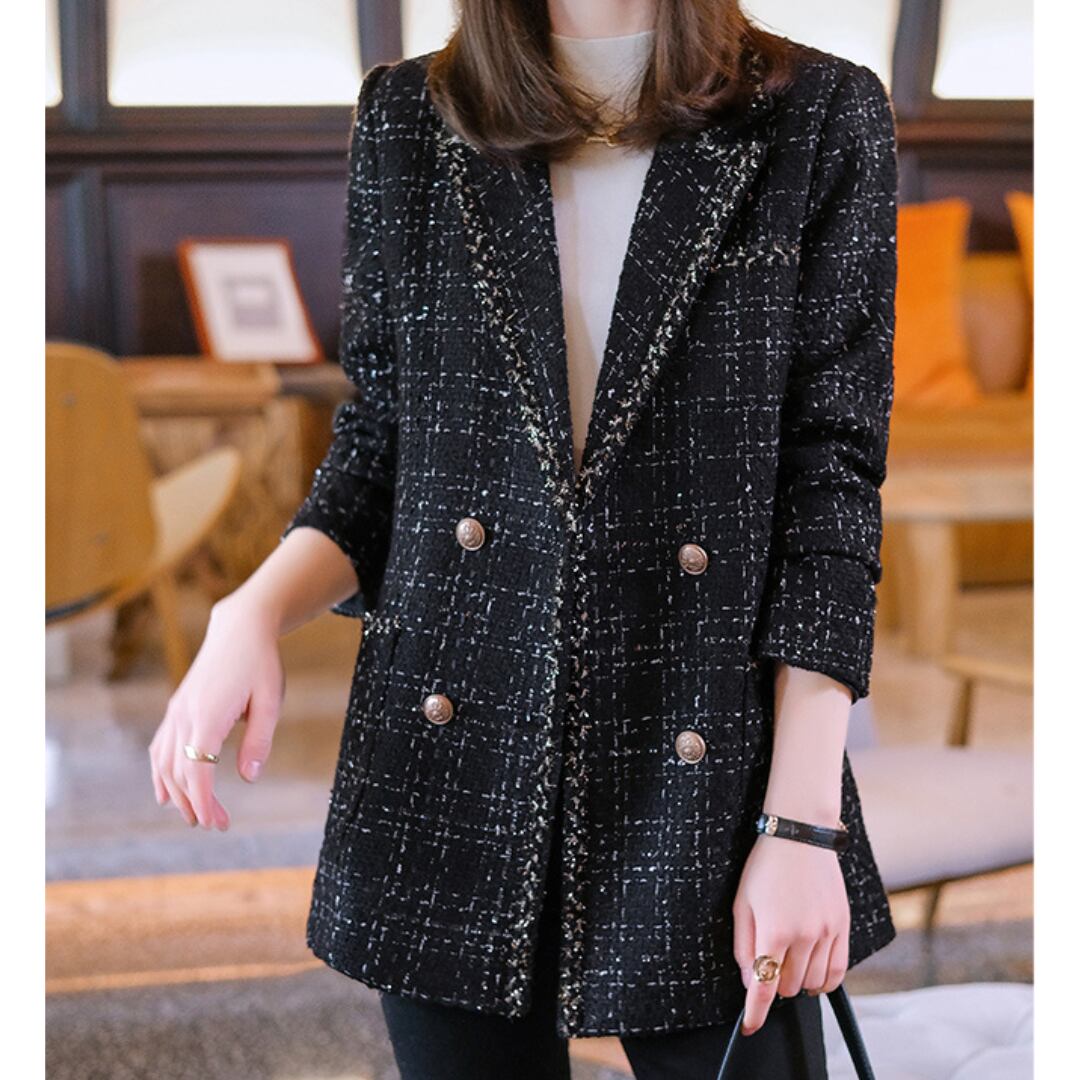 ダブルブレストツイード調ジャケット JC0115