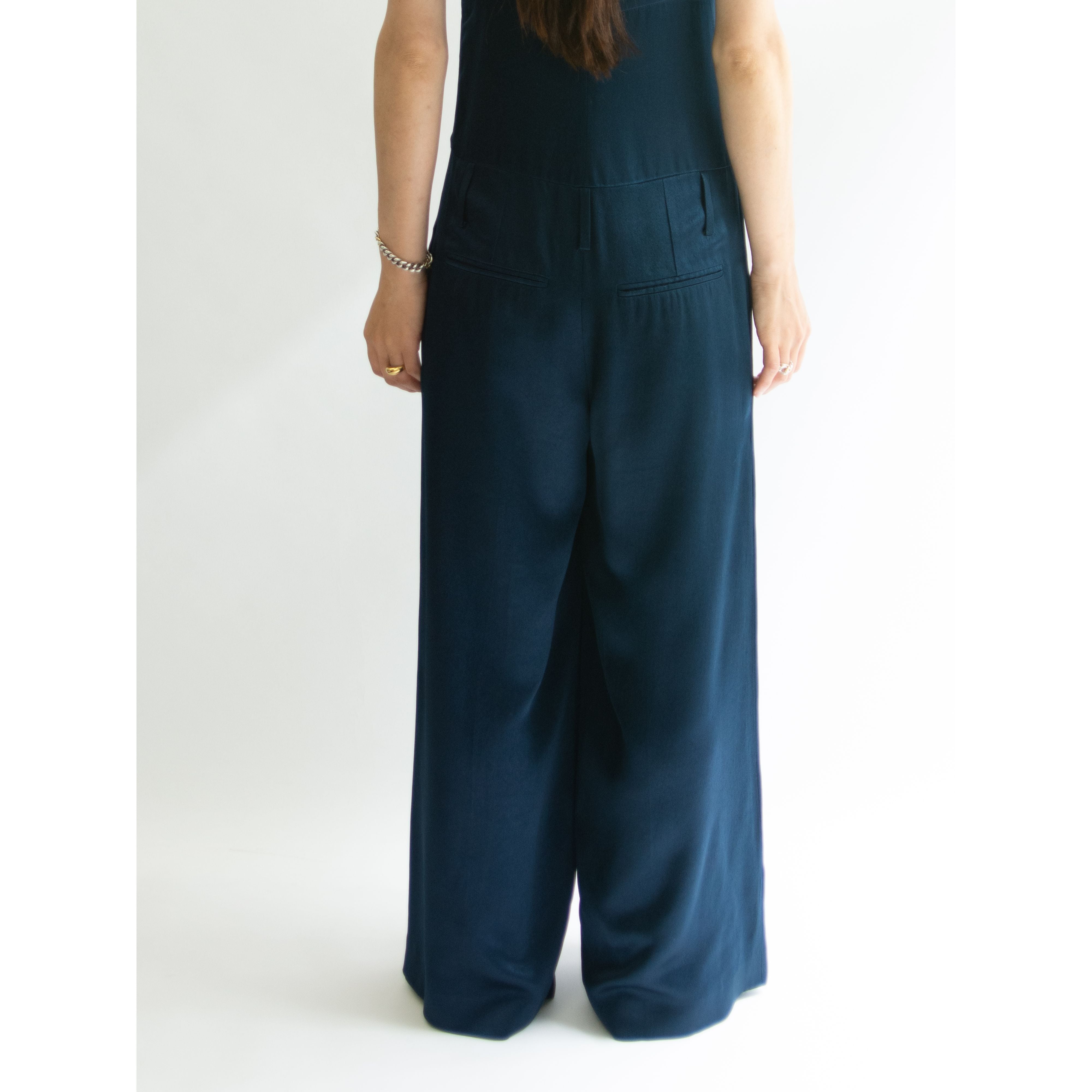 【SONIA RYKIEL】Made in France 2015S/S Viscose-Acetate Wide-Leg Satin Jumpsuit（ソニアリキエル フランス製ヴィスコースアセテート サテンワイドレッグジャンプスーツ オールインワン サロペット）