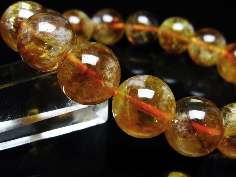 シトリンクォーツ ブレスレット 虹入り 13mm シトリン ブレス 一点物