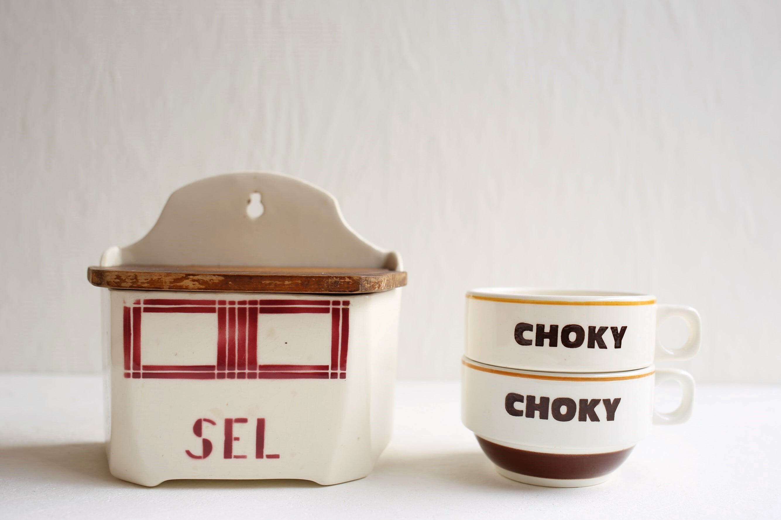 フランス アンティーク ヴィンテージ『CHOKY』陶器製 大きめのカップ N