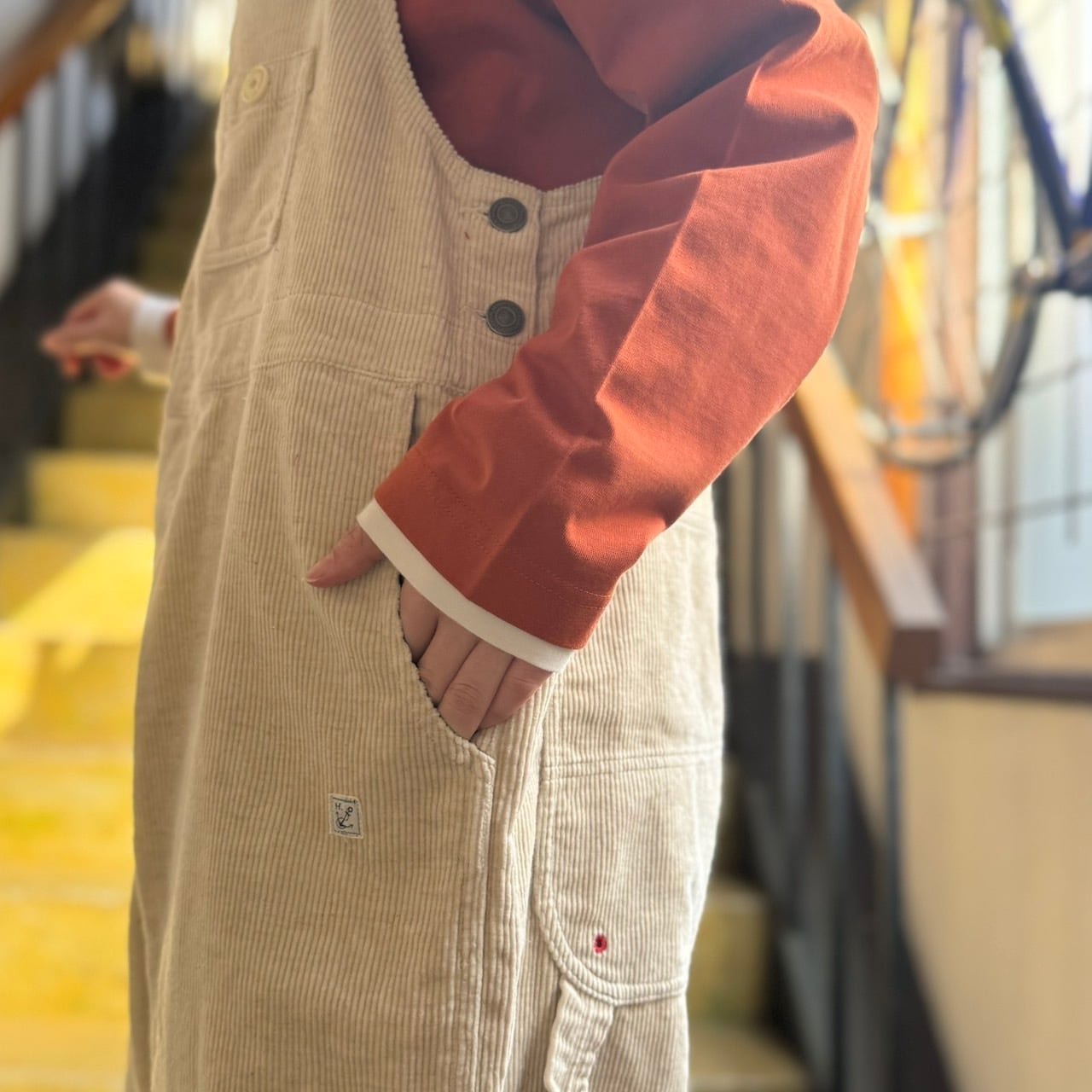 快晴堂 - HAYATE・TOPベージュのコール天／オーバーオール | clever