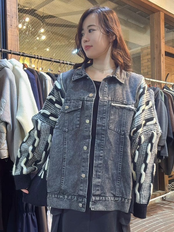 セブンデイズ　1251160　デニム x ニットデザインJK  冬