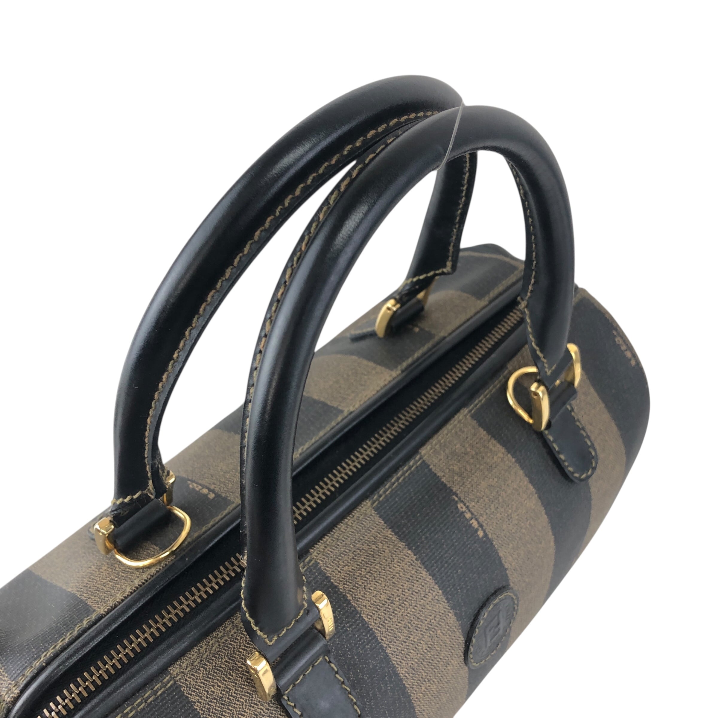 FENDI ペカン柄 ミニハンドバッグ ミニボストン レザー　pvc 黒 FENDI フェンディ ペカン柄 ハンドバッグ ブラック PVCレザー 2WAY