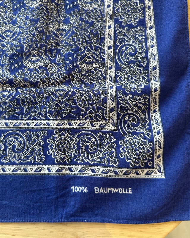 Euro Vintage 70s-80s Oriental Indigo Bandana