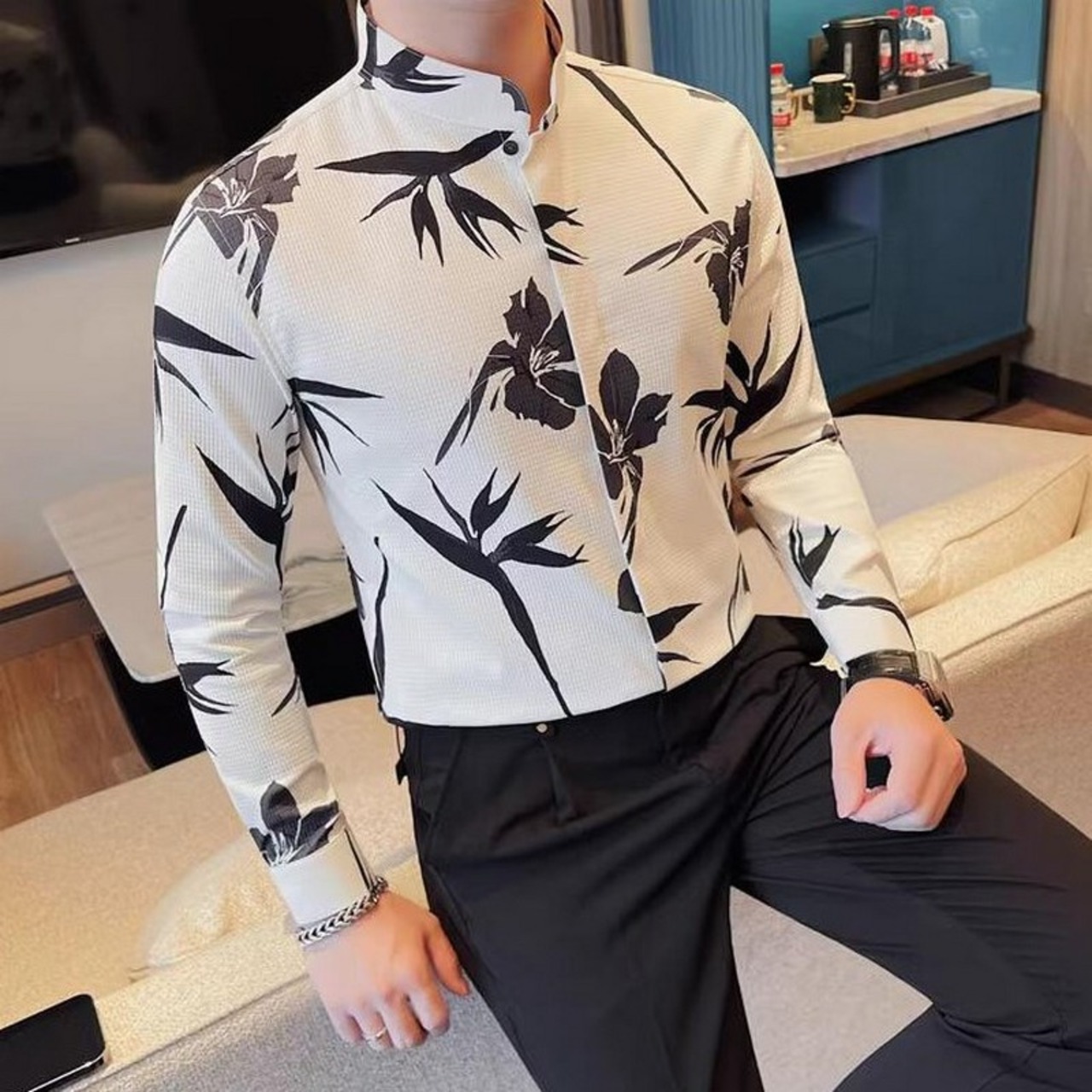 long sleeve printed shirt tops 00297