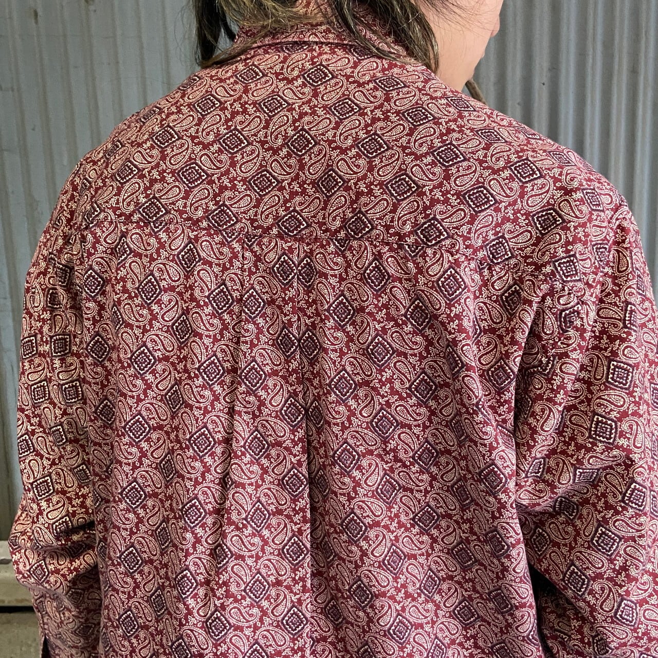NATURAL ISSUE 長袖 総柄 ペイズリー柄 ボタンダウンシャツ メンズM