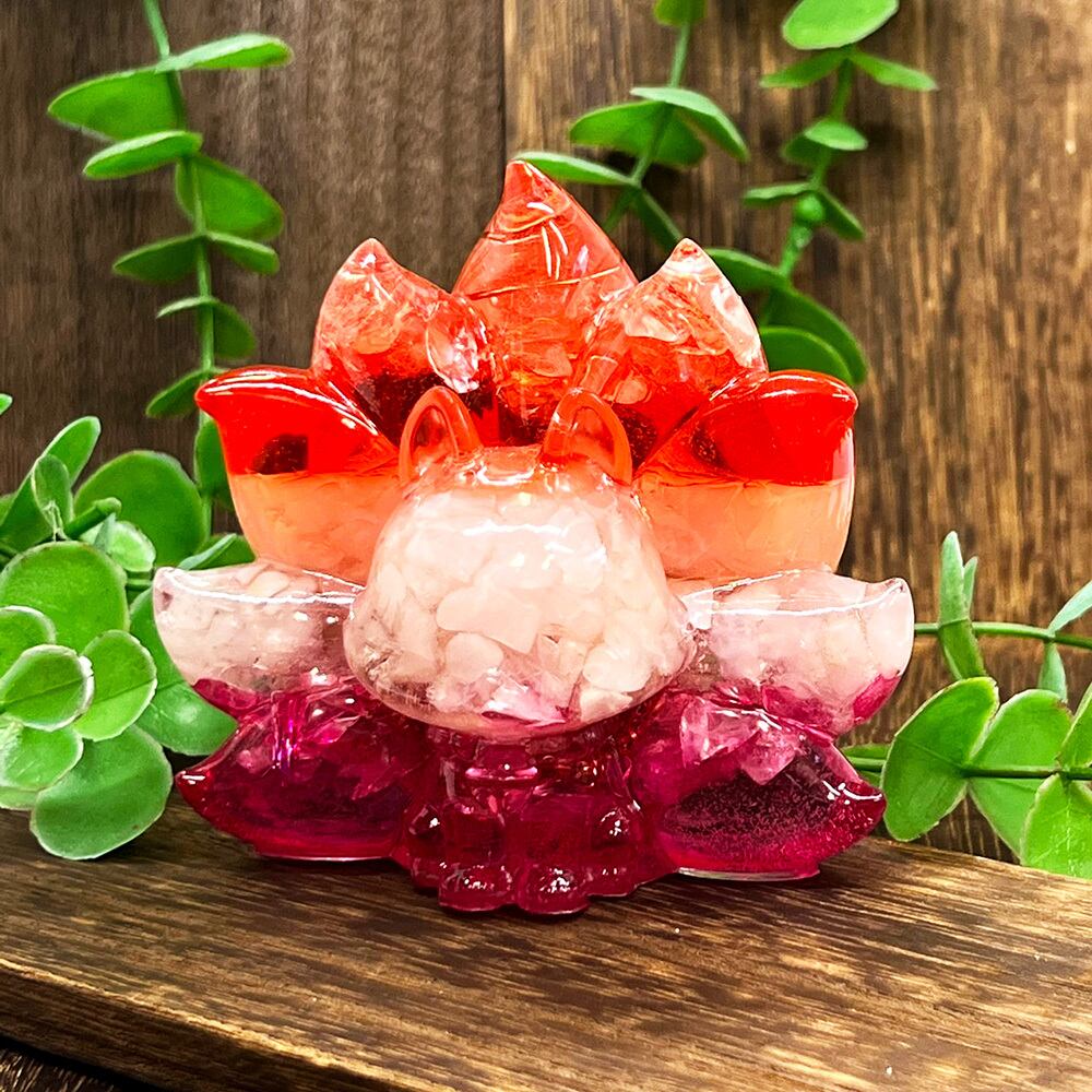 【1点もの】九尾の狐オルゴナイト ローズクォーツ