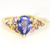 タンザナイト 0.98ct アミュレット リング 脇石0.2ct k18