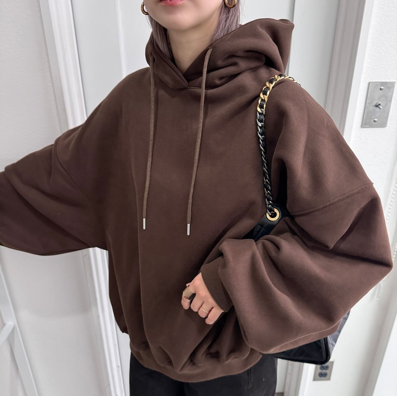 フーディーボリュームシルエットSW/ブラウン