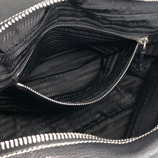 PRADA プラダ ハンドバッグ ブラック ロゴ型押し レザー ミニボストン vintage ヴィンテージ オールド wuztbm