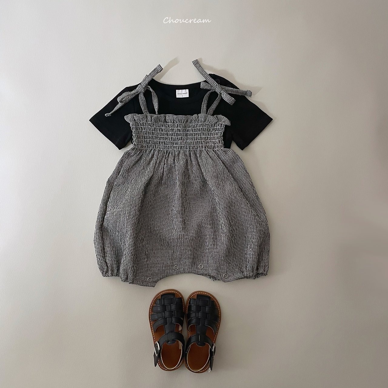 [choucream] Check Smoke Bodysuit (bebeS) / [슈크림] 체크스모크슈트 (bebeS)