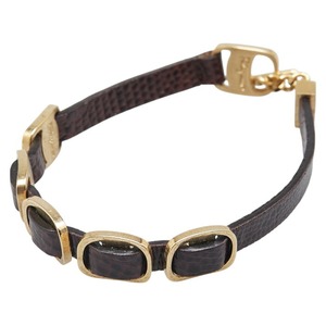 サルヴァトーレフェラガモ ブレスレット ブラウン ゴールド レザー メッキ レディース Salvatore Ferragamo 【中古】