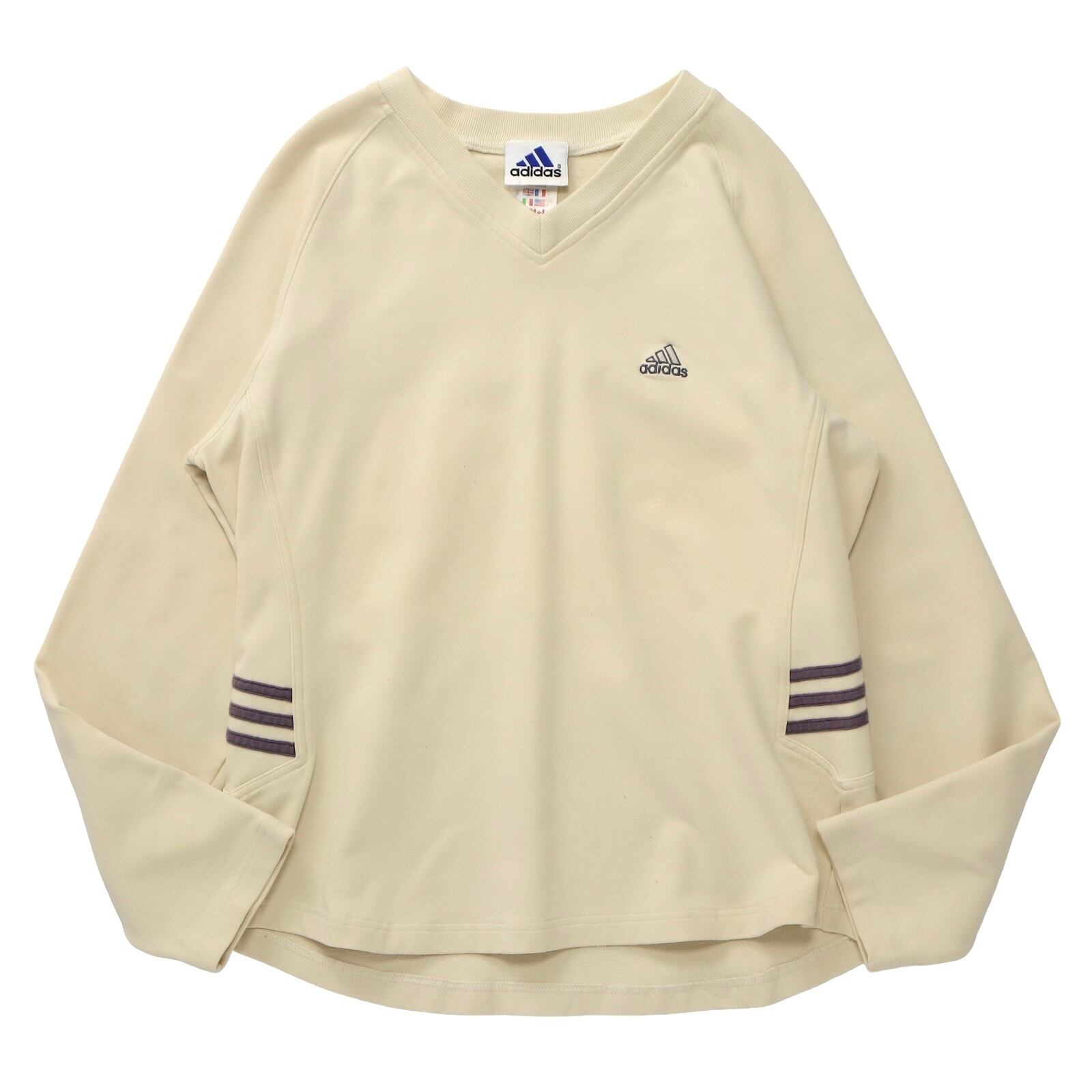 00s adidas Vネック ロゴ刺繍スウェット アディダス ロンT