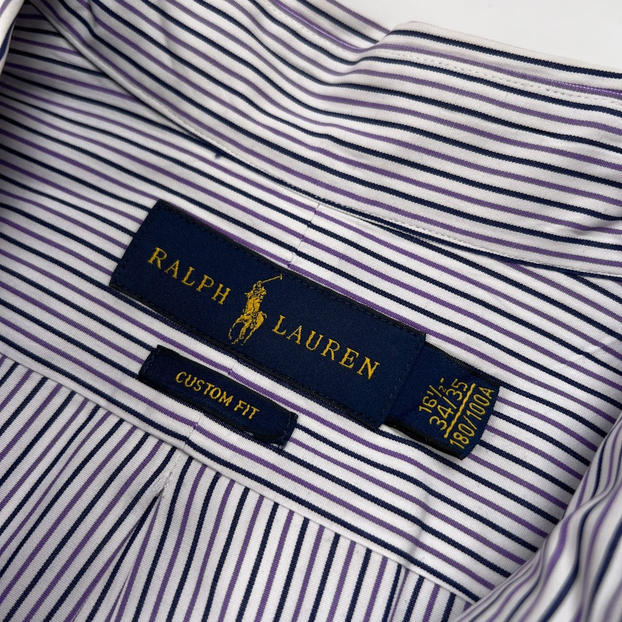 RALPH LAUREN ラルフローレン ストライプ BD 長袖 ドレスシャツ サイズ 16 1/2 - 34/35 /ホワイト×パープル×ネイビー