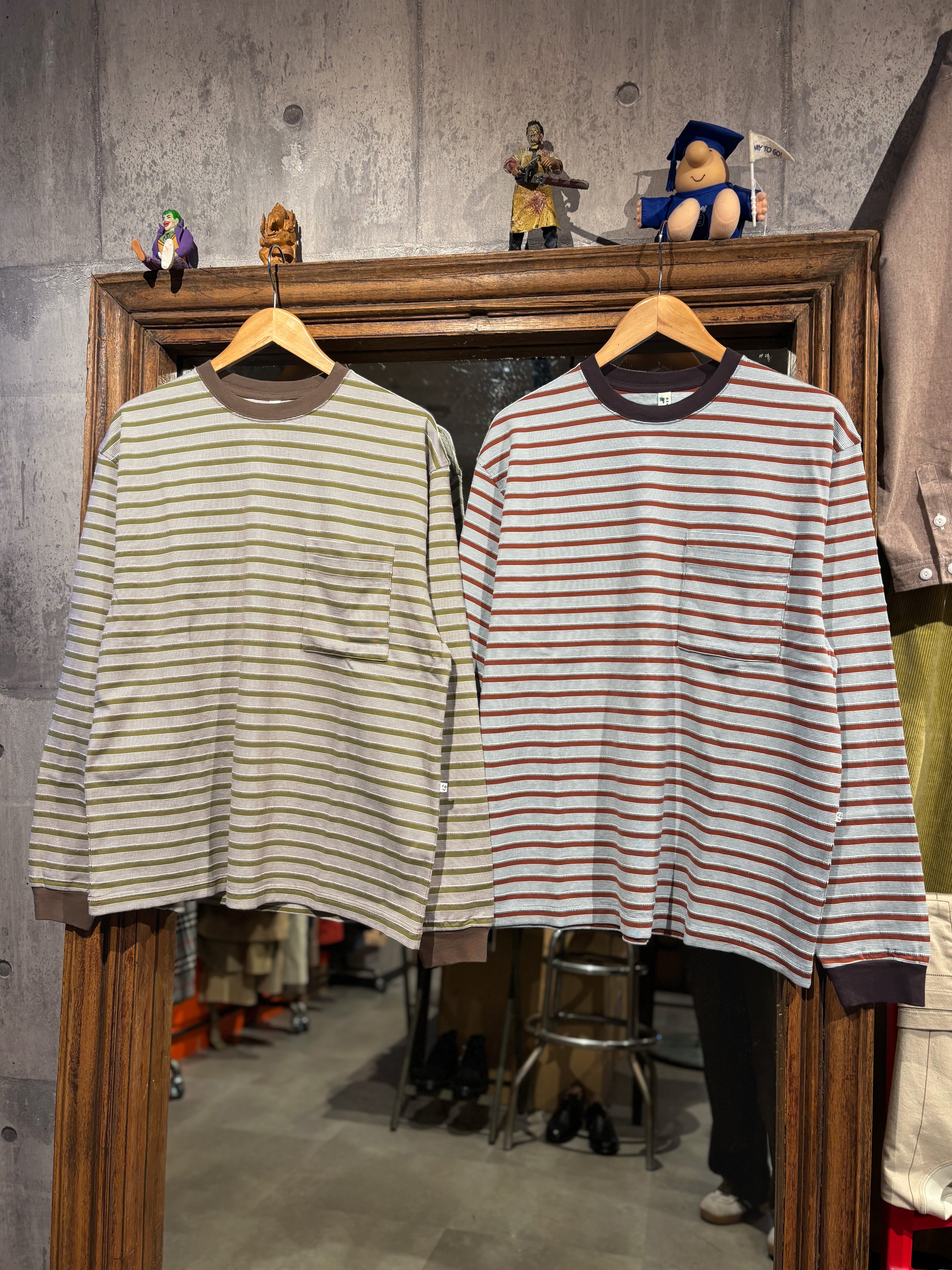 NOROLL UNEVENNESS L/S TEE GREEN ORANGE / ノーロール Tシャツ