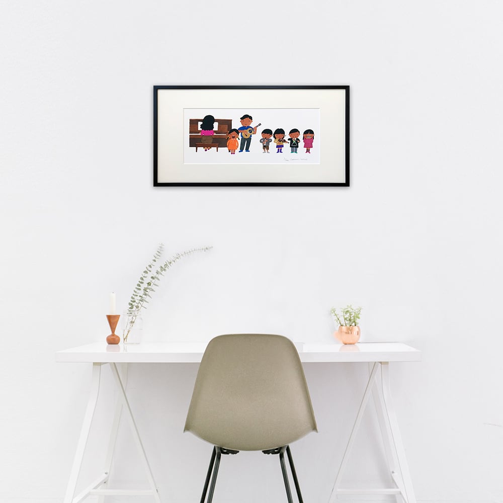 版画 「家族で合唱」 ※著者直筆サイン入り | 五味太郎 アネックス