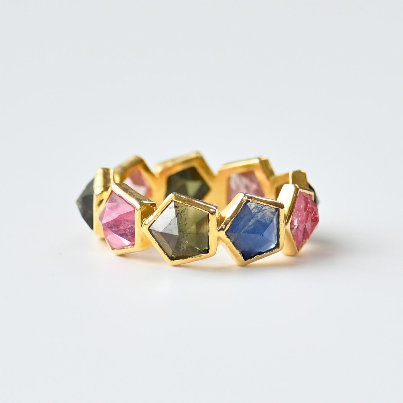 13号 エタニティリング ☆ペンタゴン☆マルチカラートルマリン