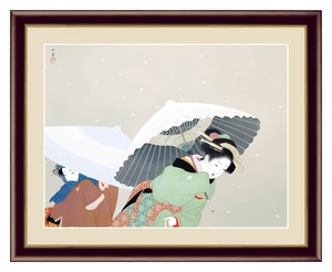 日本画 上村松園「雪牡丹」高精彩巧芸画