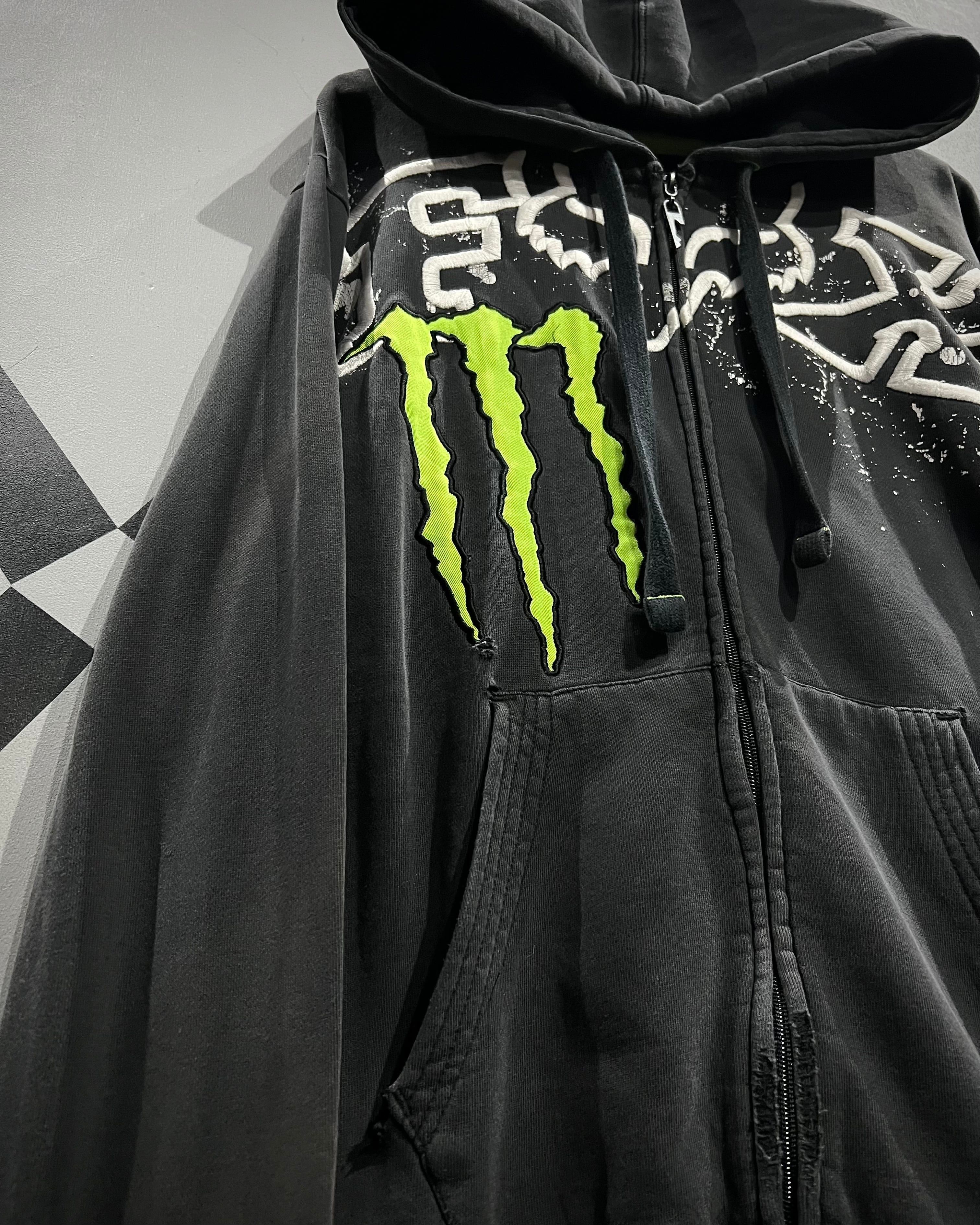 X vintage】“MONSTER ENERGY”“FOX RACING”Embroidery Loose Zip Up