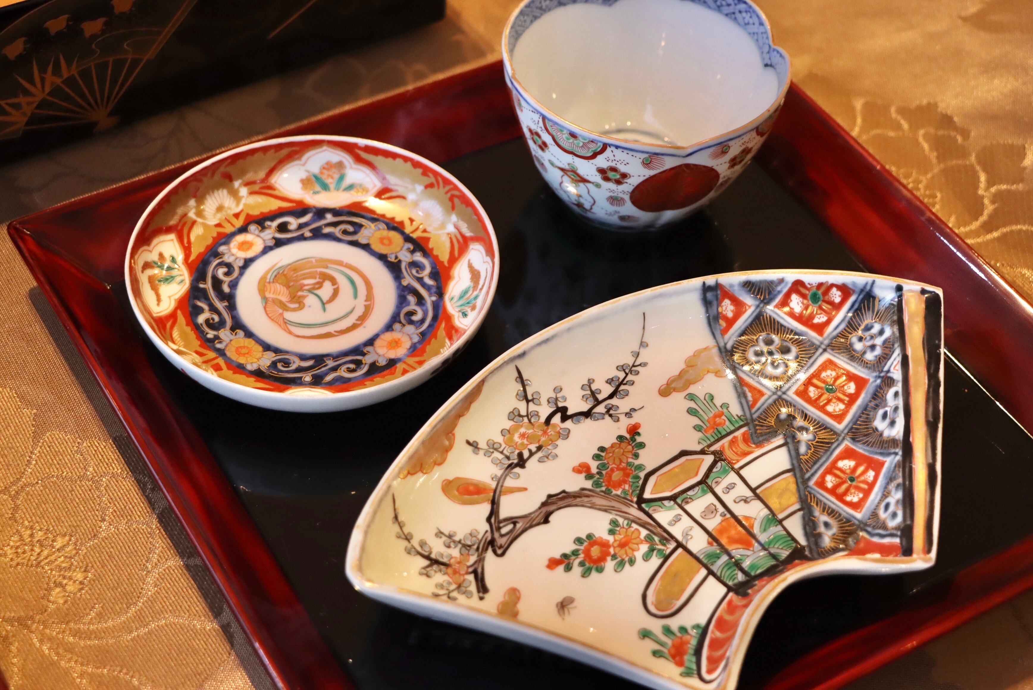 扇形皿 九谷焼 色絵 花鳥文 | (有)新原美術