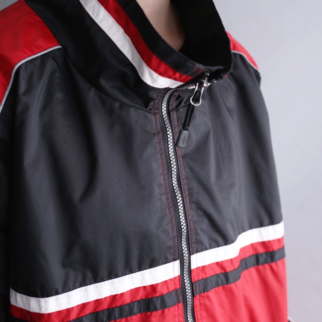 XXXXL switching color design super nylon big blouson