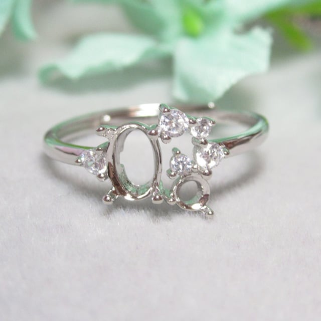 6×4㎜ 3㎜ セレスシャルCZ S925 リング台 SV