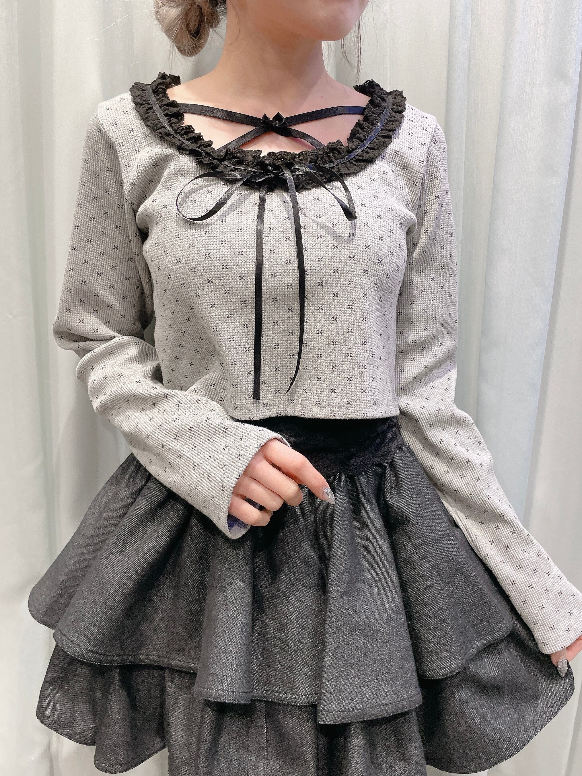 ぷ*ん様 チェックレーストップス　ピンク　lillilly S/S ワッフルレーストップス | lilLilly official webstore