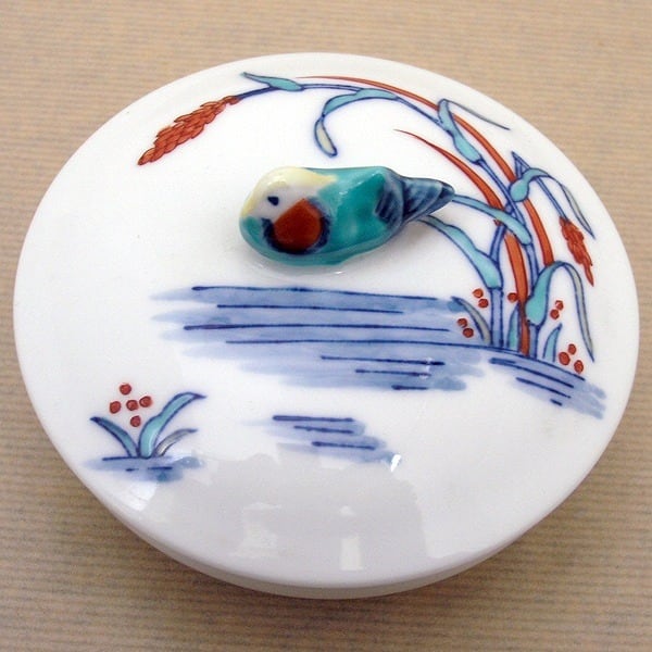 伊万里・色鍋島・魯山窯・蓋付灰皿・No.150306-35・梱包サイズ60