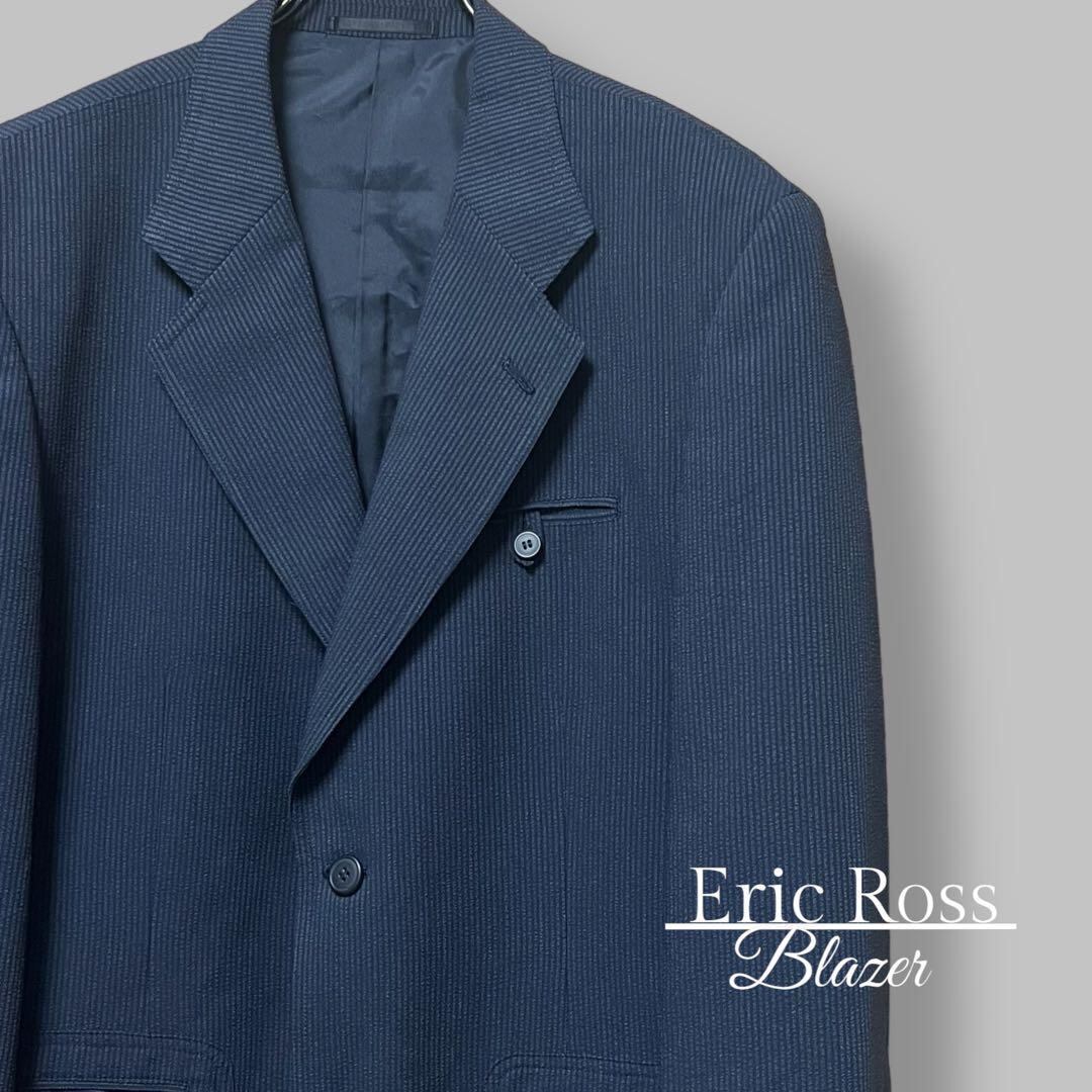 【Eric Ross】テーラード ジャケット ネイビー シングルブレスト 麻混 Eric Ross】テーラード ジャケット ネイビー シングルブレスト 麻混