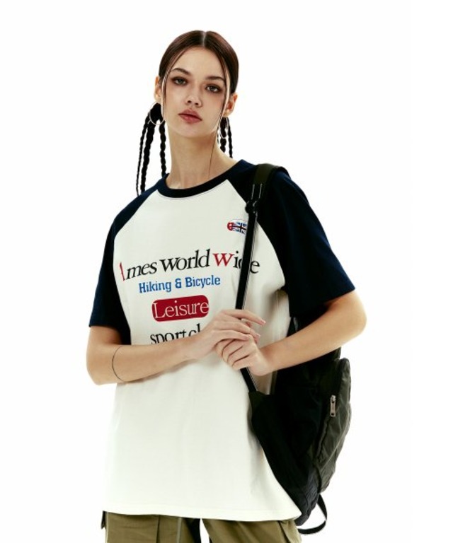 [AMES-WORLDWIDE] CLASSIC LOGO RAGLAN TEE NAVY