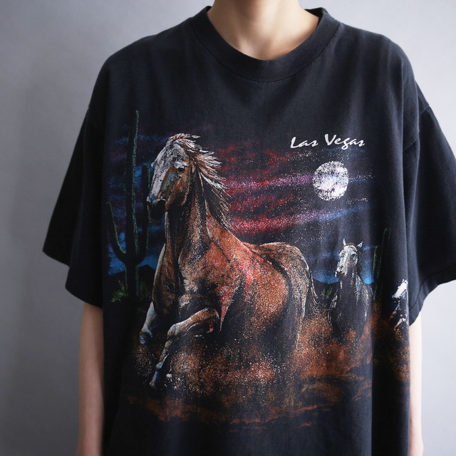 "馬” front and back print h/s big tee