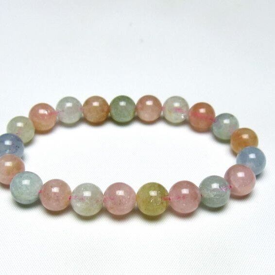 ミックスカラーベリル ブレスレット 9mm 一点物 メール便可 [M便 1/10] 111-48887