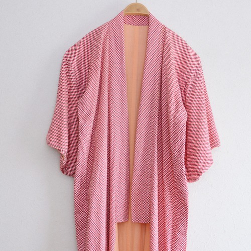 市松模様 着物 格子 長着 ジャパンヴィンテージ 古着 古布 リメイク素材 昭和 | Checkerboard Pattern Kimono Robe Long Cotton Japan Vintage