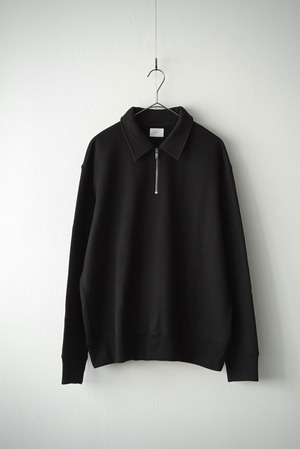 Premium Wool Fleece / Half Zip Sweat  (OFF BLACK)