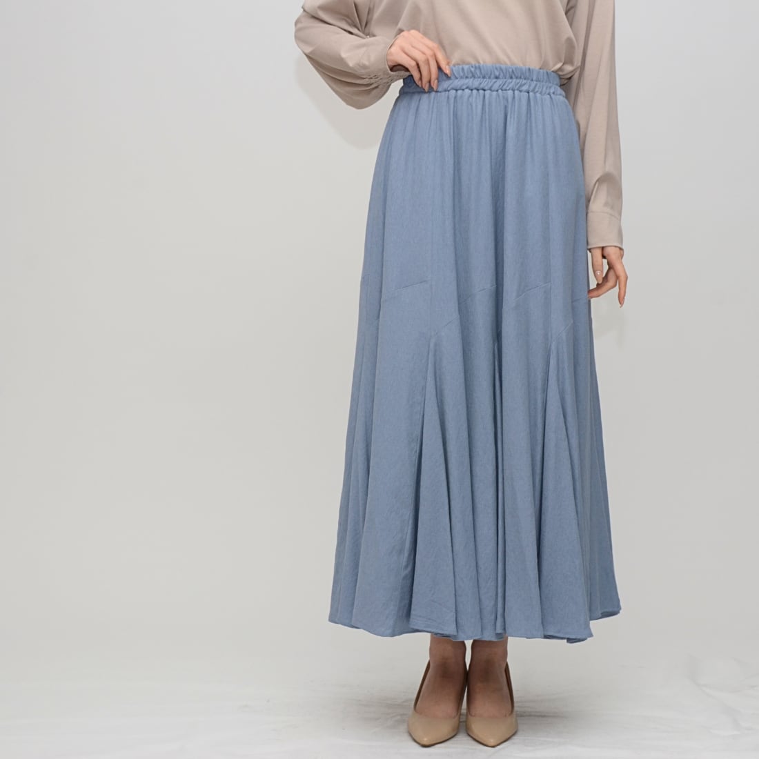 スタイルアップの決定版】リネンライク・イレギュラー切替えフレア
